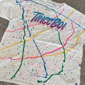Trendy Thicc Boi White Splatter Tee